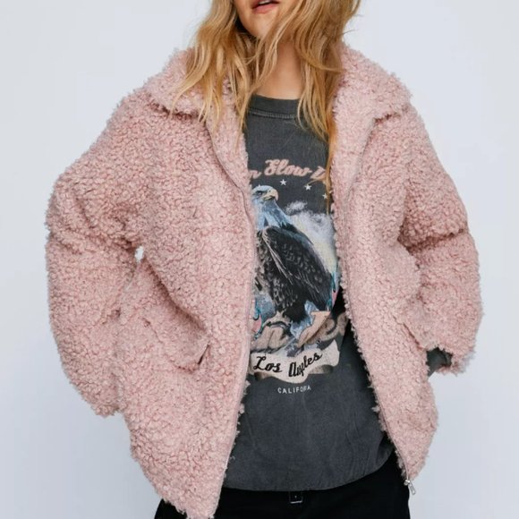 Nasty Gal Jackets & Blazers - Teddy Pocket Detail Zip Through Jacket